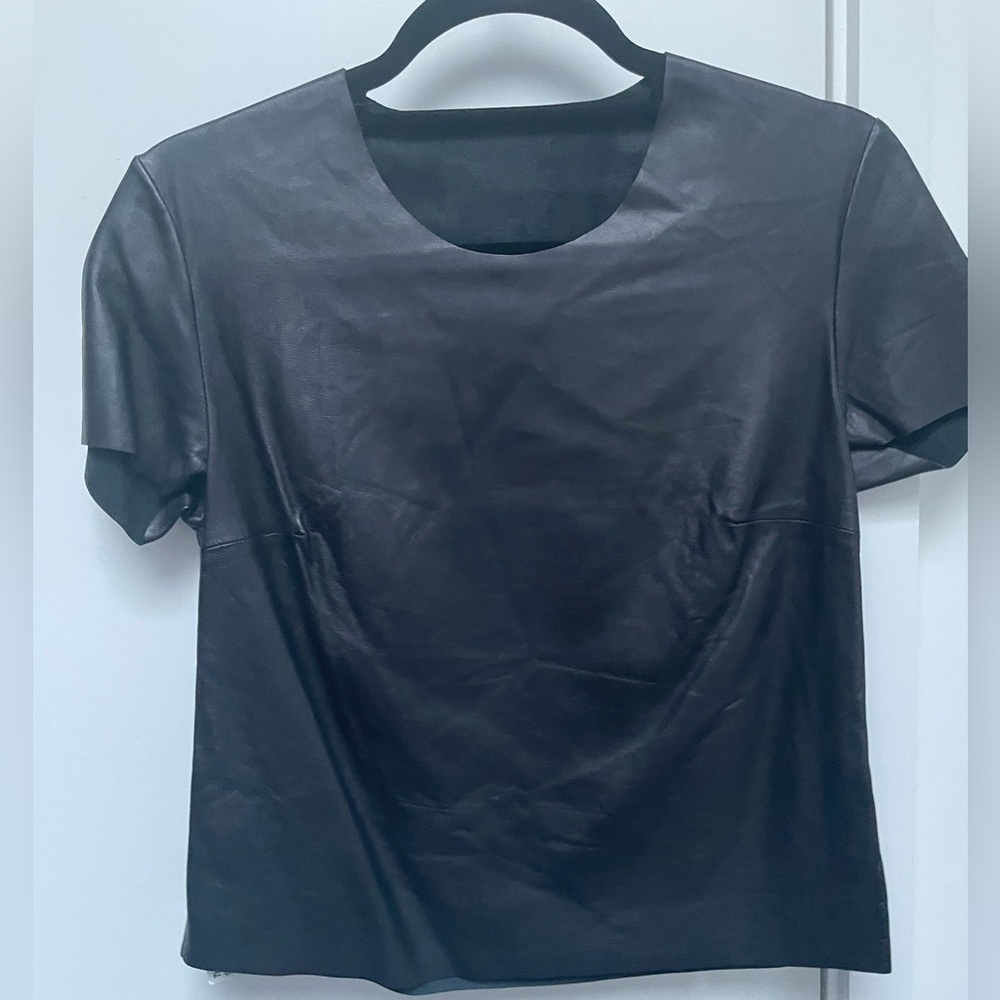 NWT  American Apparel Leather T Shirt Tee XS